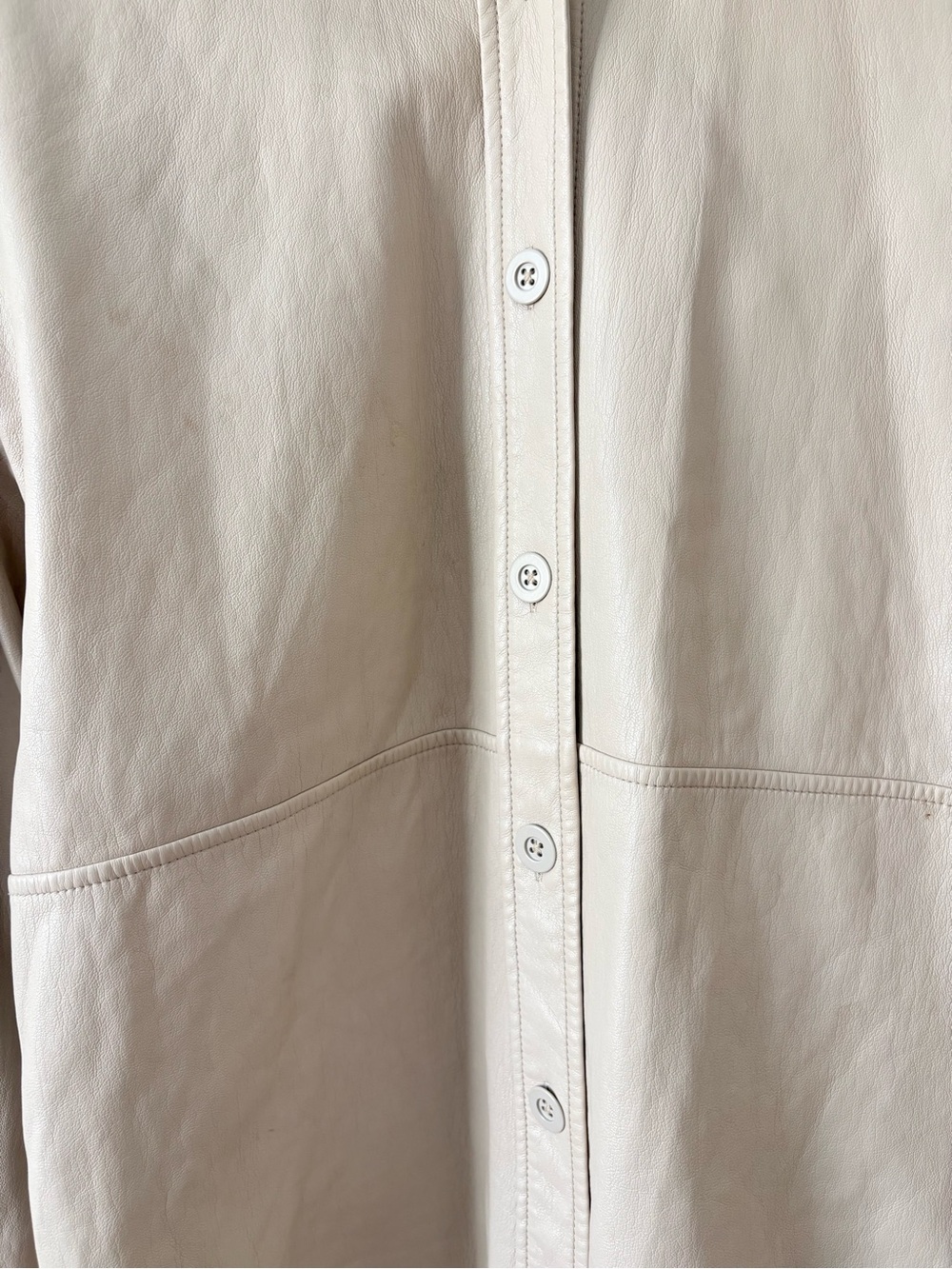 Babaton Pelli Oversized Shirt Jacket Size XS Light Beige Button-Front Overshirt - Picture 7 of 10